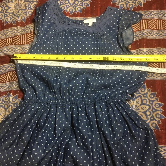 VTG Y2K dELiA*s Lace Cotton Blue & White Polka Dot Dress RARE Vintage Midi Mini - Picture 11 of 16